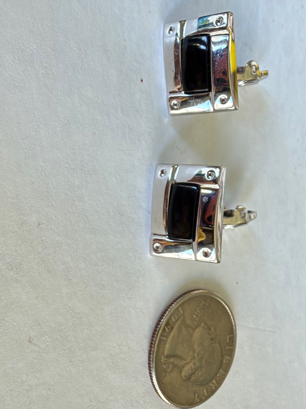Vintage Christian Dior Sterling Silver 925 Square Cufflinks Logo Toggle Back Aut